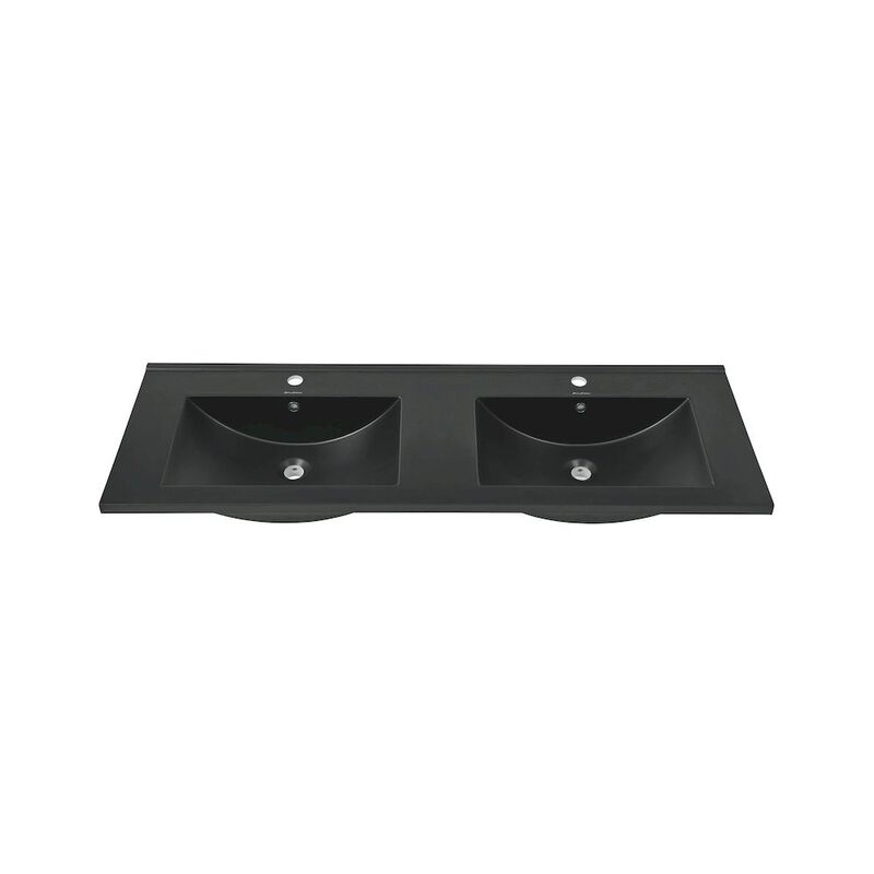 48" Double Basin Vanity Sink Top in Matte Black image number 2