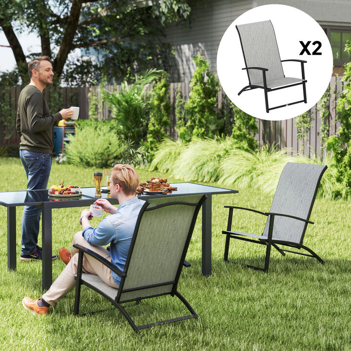 Hivvago Set of 2 High Back Folding Patio Chairs with Armrests