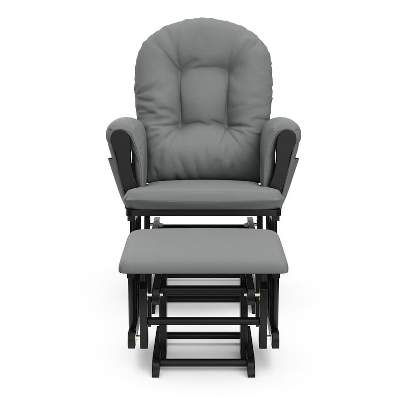 Storkcraft Hoop Glider and Ottoman - Black with Gray