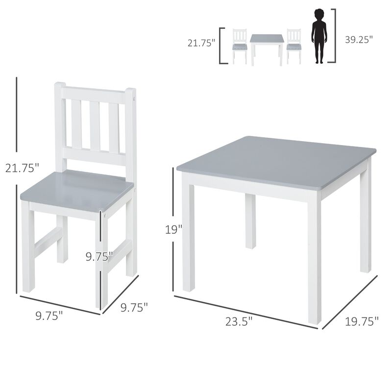 Gray Kids' Activity Set: 3-Piece Table and Chairs for Arts and Crafts