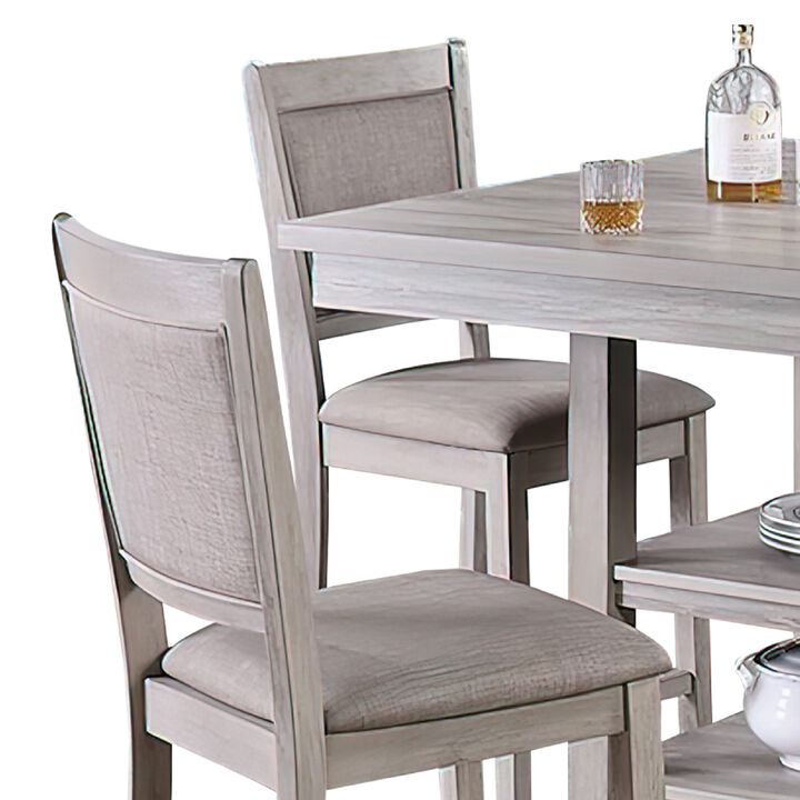 5 Piece Counter Height Dining Set, Table and 4 Chairs, Padded Seats, Gray - Benzara