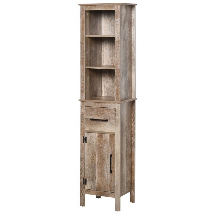 Freestanding Wood Restroom Storing Cabinet Organizer Unit with Adjusting Shelves