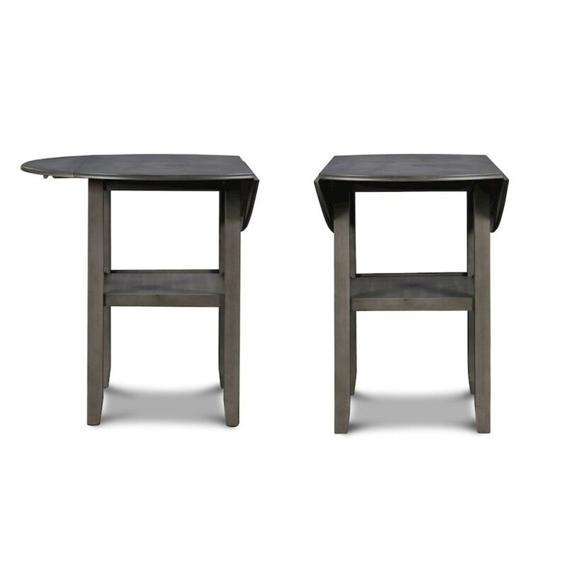 Gray 3 Piece Drop Leaf Table and 2 Chairs, Small Round Dining Table Set image number 4