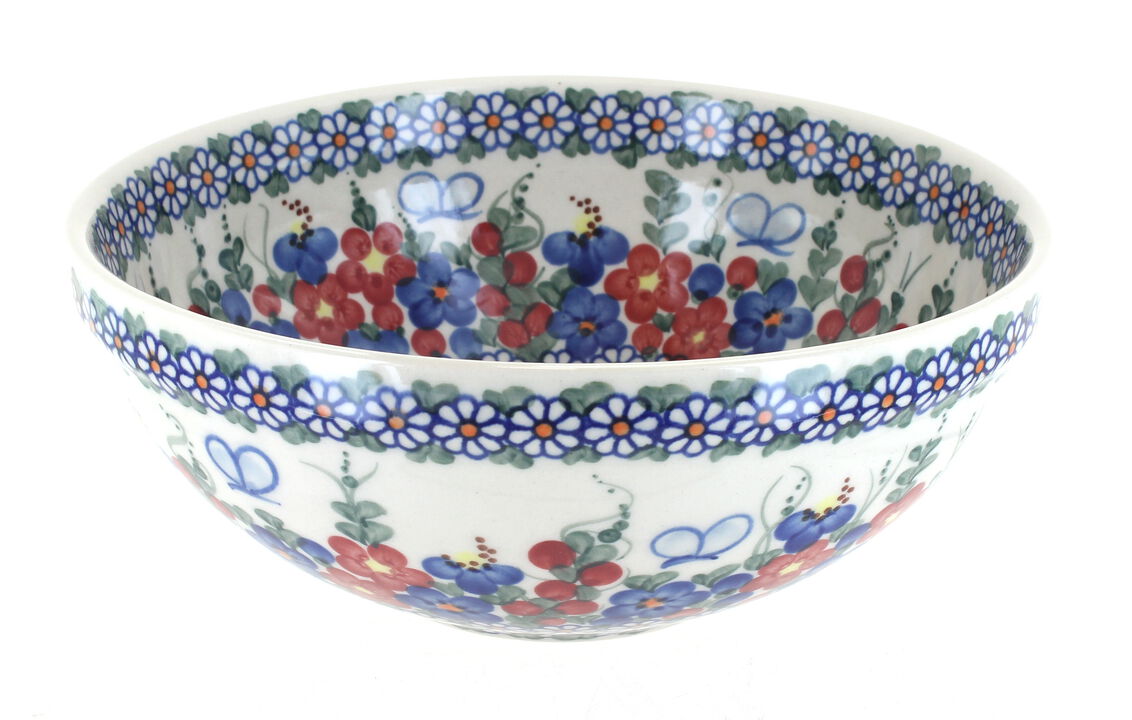 Blue Rose Polish Pottery Daisy Surprise Small Serving Bowl