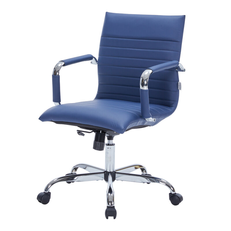 LeisureMod Harris Ergonomic Office Chair, Leather Upholstery with Adjustable Height, Lumbar Support, Swivel and Chrome Base for Home or Office