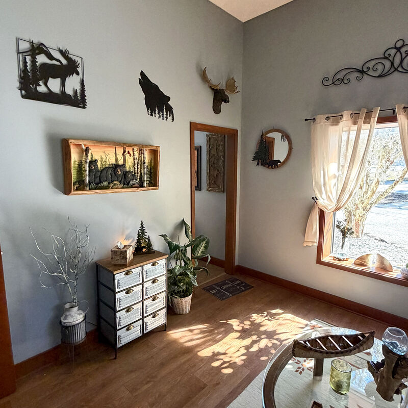 Rustic Bear Family in Woods Intarsia Wood Wall Sculpture 35.5x18 Indoor image number 8