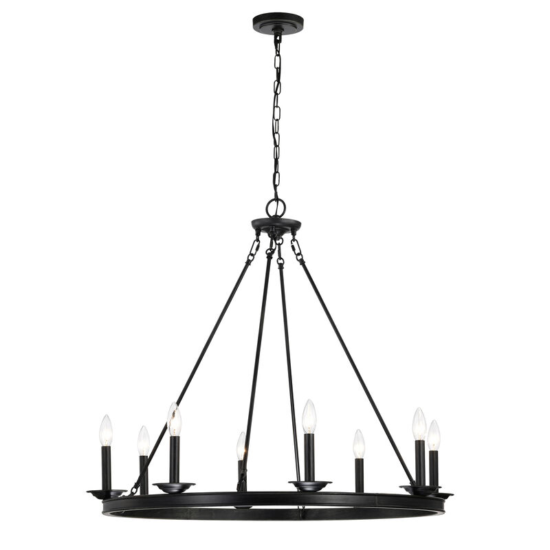 Ester Antique Black 8-Light Metal Round Chandelier image number 9