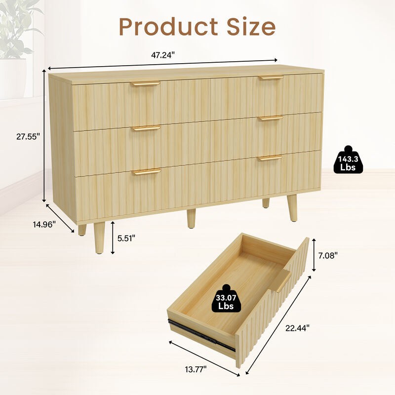 Klalse 6 Drawer Dresser image number 3