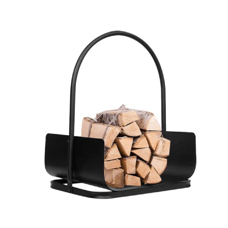 Metal Fireplace Log Holder, Portable Firewood Carrier & Storage Rack