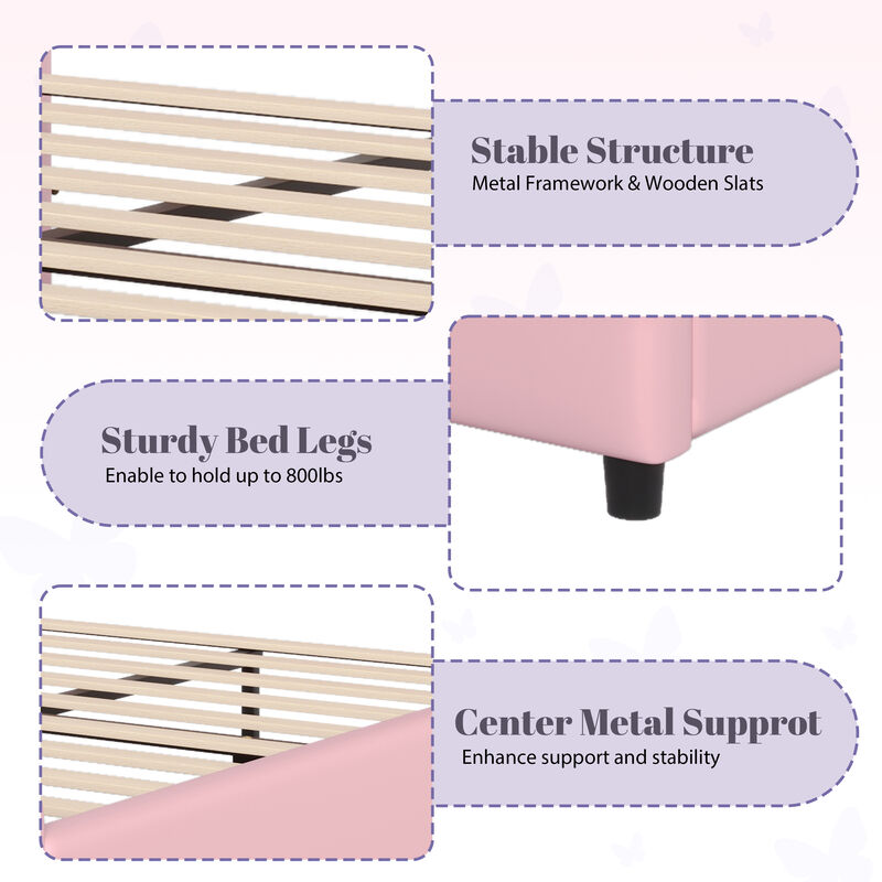 Merax Butterfly-Shaped PU Leather Platform Bed