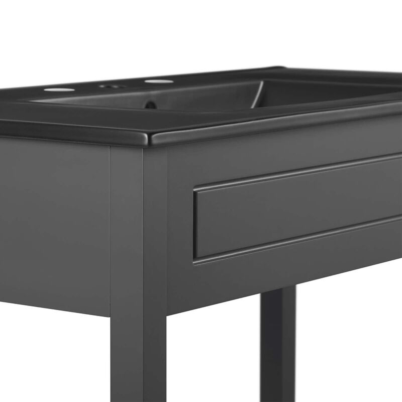 Modway Altura 36" MDF Ceramic and Particleboard Bathroom Vanity in Gray/Black image number 4