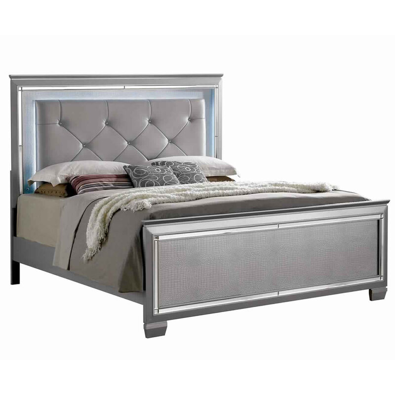 Queen Bedroom Set, Gray Wood, 2 Piece Set with Nightstand image number 5