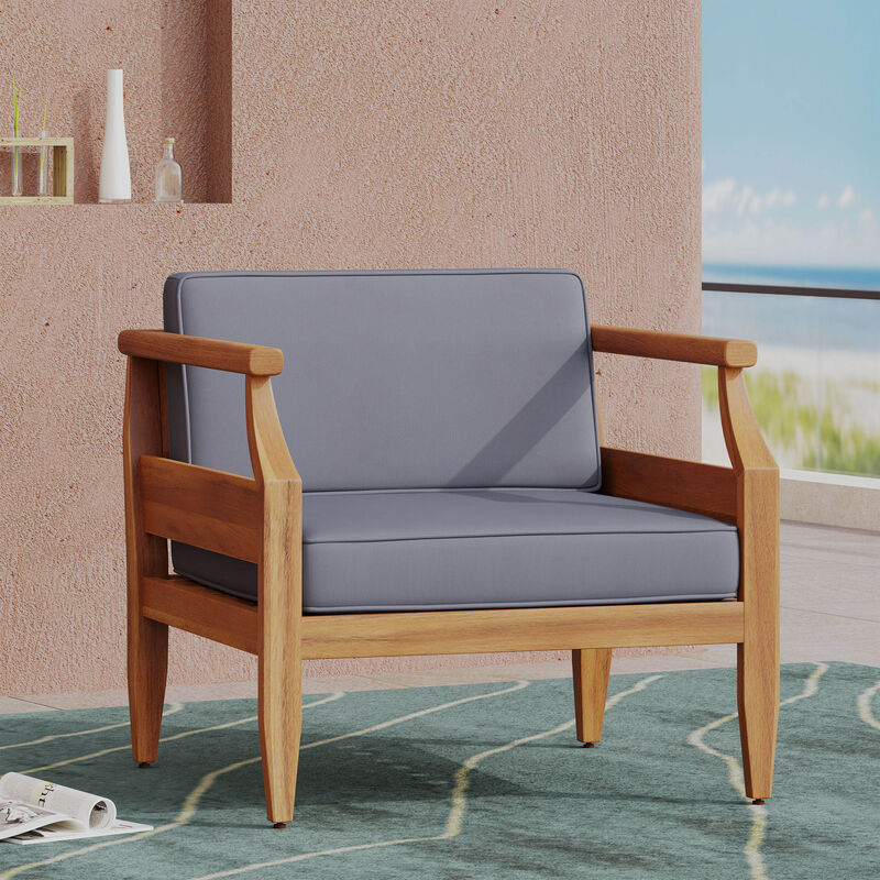 Merax Wooden Frame Club Chair for Indoor Outdoor