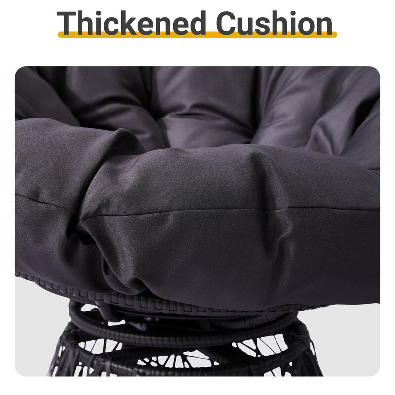 Comfortable Swivel Papasan Chair with Sturdy Wicker Frame and Soft Cushion, 360&deg; Rotating Seat for Living Room or Study image number 7