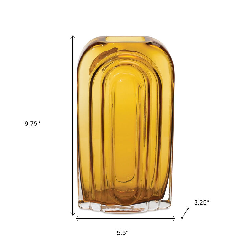 HomeRoots 10" Amber Glass Table Vase image number 3