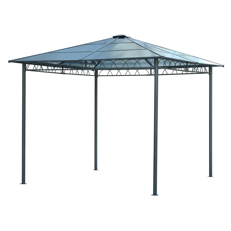 10'x10' Hardtop Gazebo with Polycarbonate Roof, Aluminum Frame & Mosquito Netting