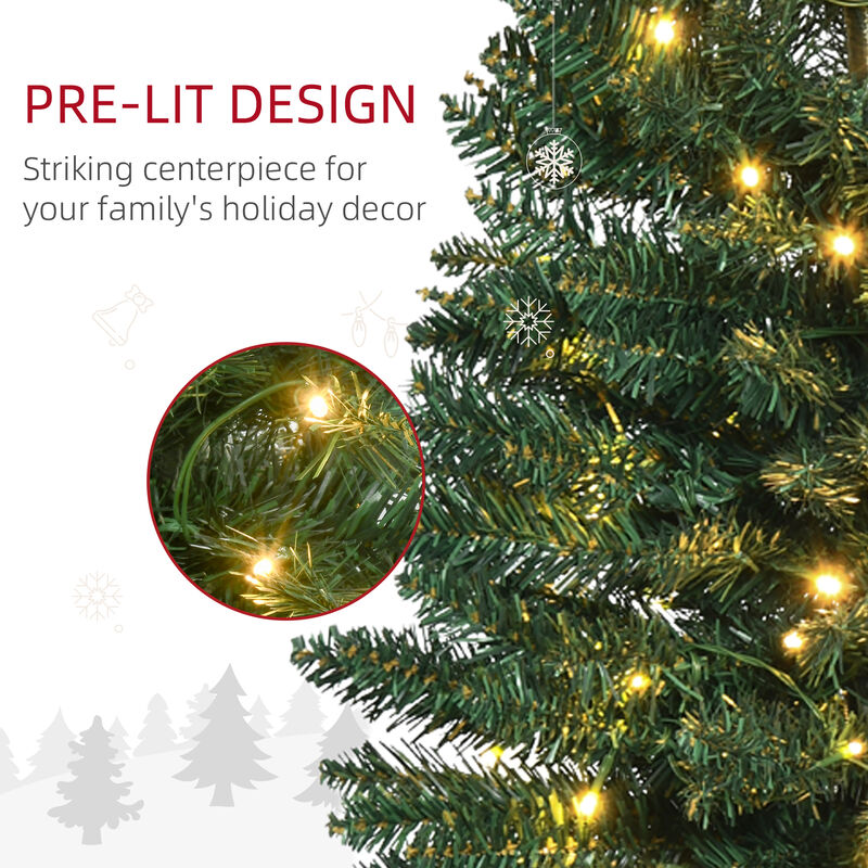 BreeBe 5FT Slim Pre-Lit Pencil Christmas Tree with Warm White LEDs image number 4