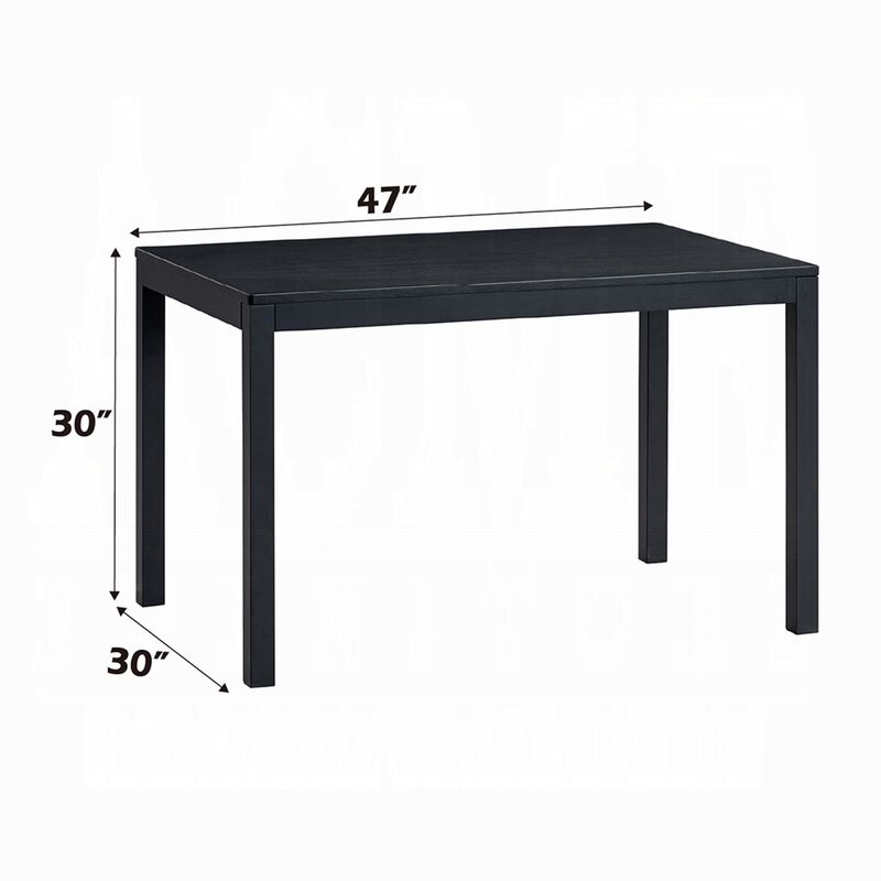 Frey Dining Table, 47 Inch Rectangular Top, Scandinavian Black Wood