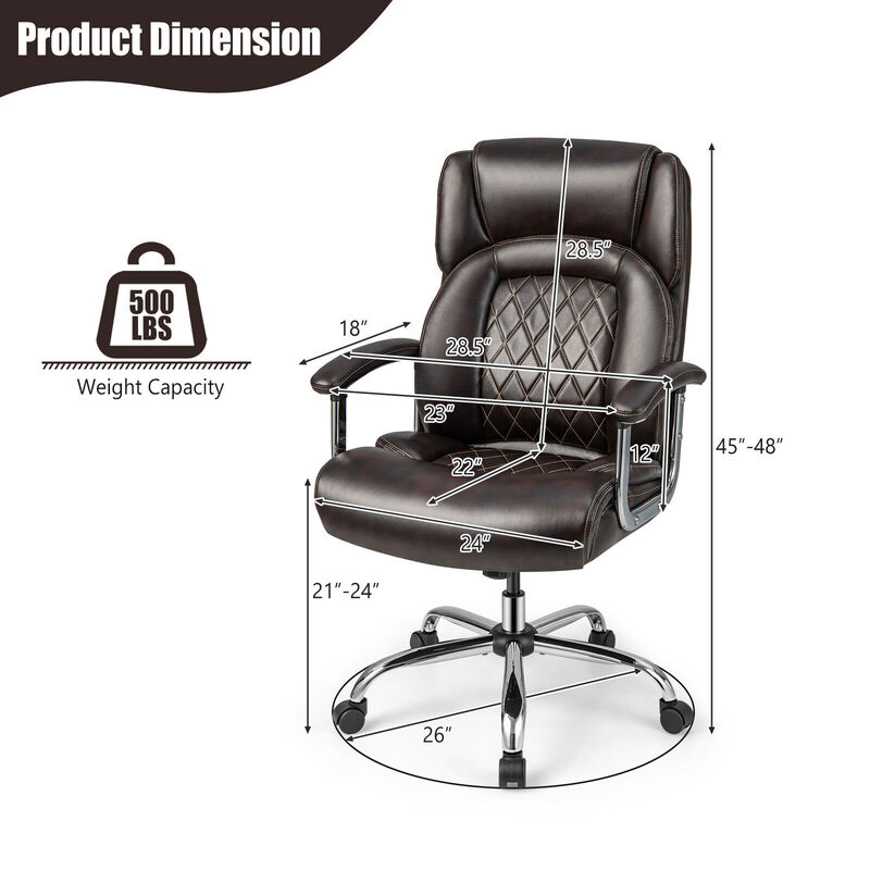Height Adjustable Big and Tall Office Chair Computer Desk Chair with Metal Base