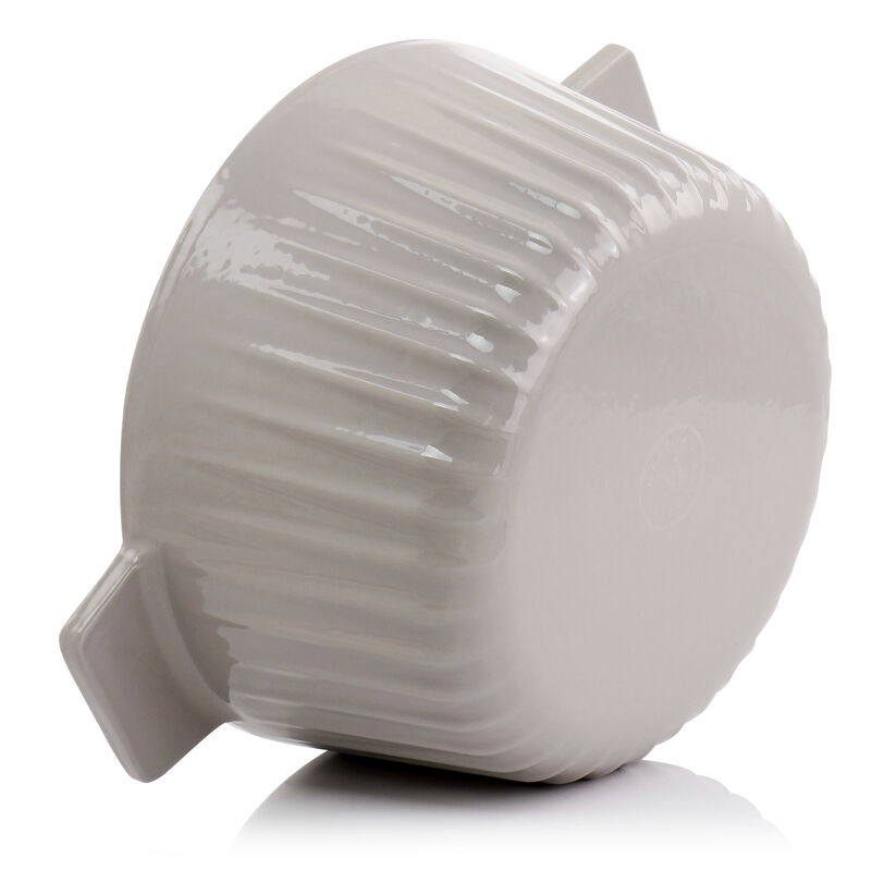 Martha Stewart Enameled Cast Iron 3 Quart  Embossed Stripe Dutch Oven with Lid in Warm Grey