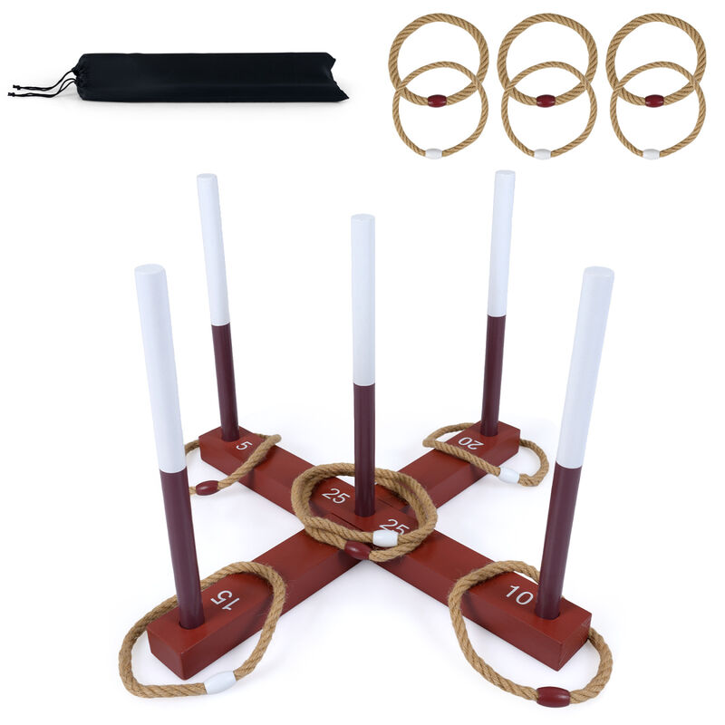 Kids Ring Toss Game with 6 Rope Rings and Storage Bag for Outdoor Play image number 5