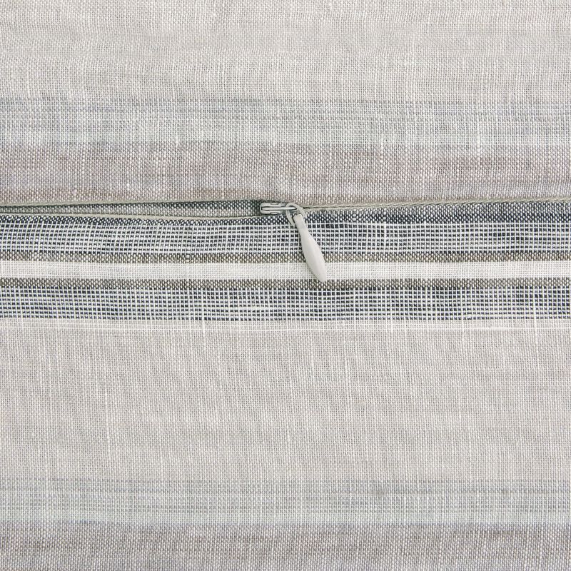 French Flax Linen Queen Variegated Stripe Duvet Cover Set in Charcoal image number 4