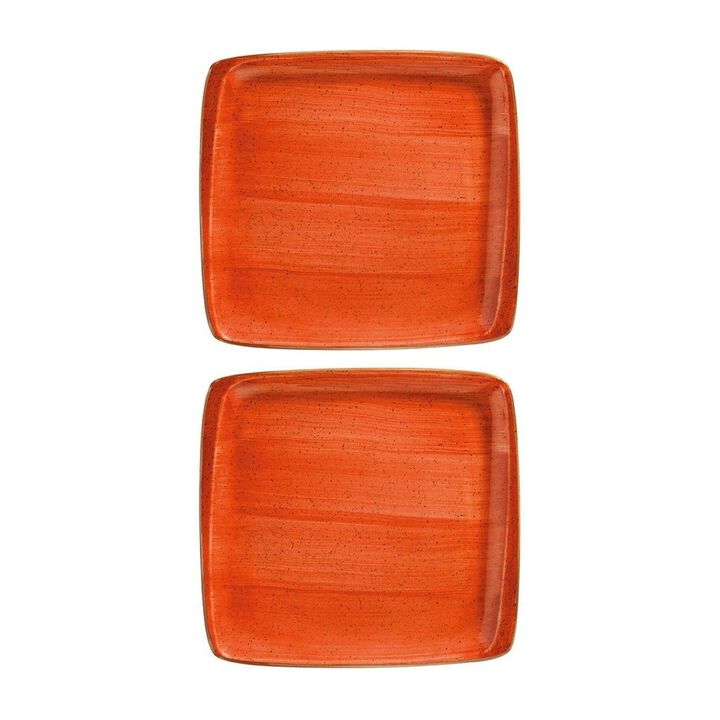 Terracota 8.5" x 8" Square Terracotta Vitrified Plate (Set of 2)