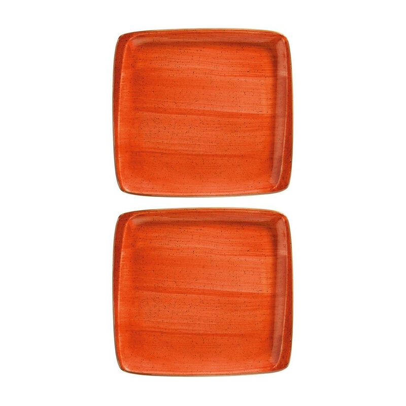 Terracota 8.5" x 8" Square Terracotta Vitrified Plate (Set of 2) image number 0