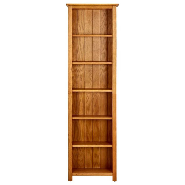 Bookcase Natural Oak Solid Oak Wood Six-Tier Bookcase