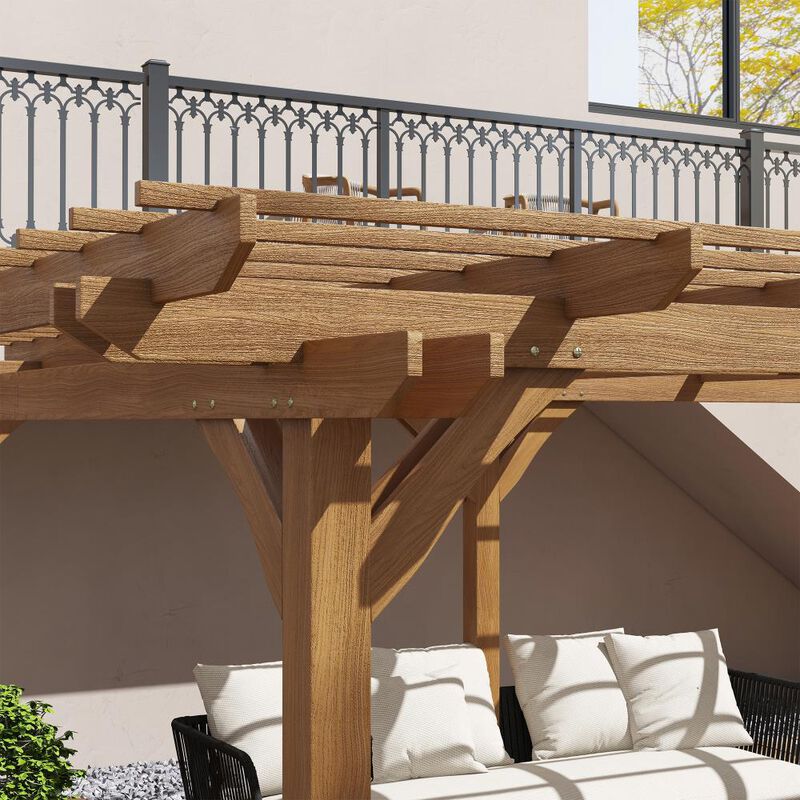Hivvago 12x16 Backyard Wood Pergola Structure with Trellis image number 7