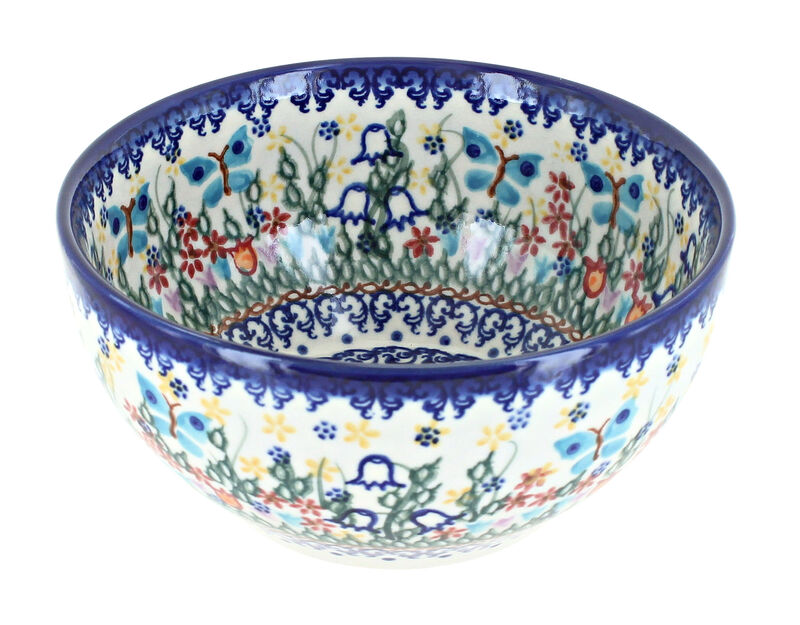Blue Rose Polish Pottery Fairy Meadow Cereal/Soup Bowl