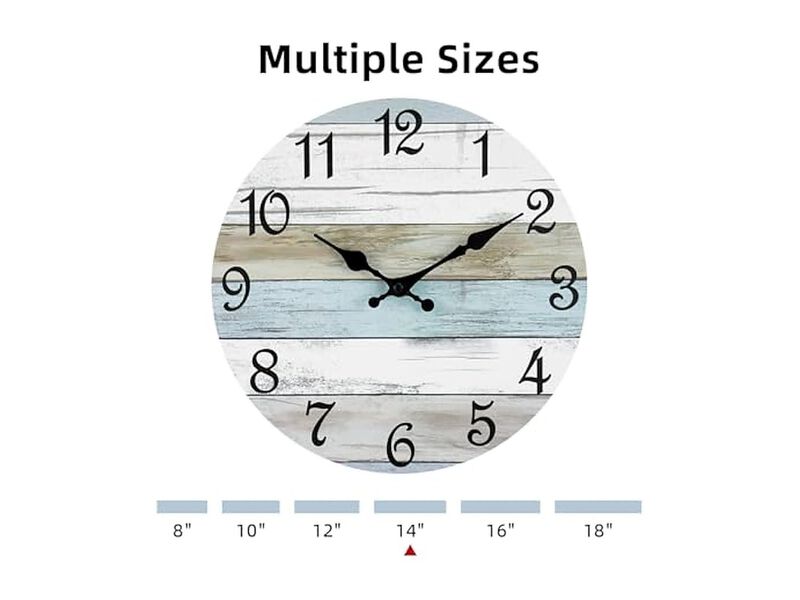 Rustic Wooden Coastal Beach White Wall Clock 14 Inch Silent Non Ticking Wood image number 2