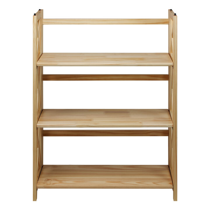 Casual Home Montego 3-Shelf Folding Bookcase, Natural , 27.5" Wide