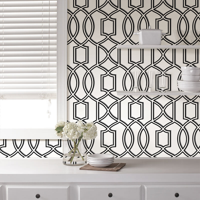 Black Uptown Trellis Peel & Stick Wallpaper image number 3