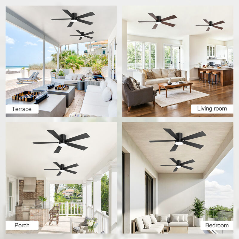 Breezary 2-Pack 42" LED Ceiling Fan with Light, 5 Blade, 6 Speed, Quiet Flush Mount, Remote image number 6