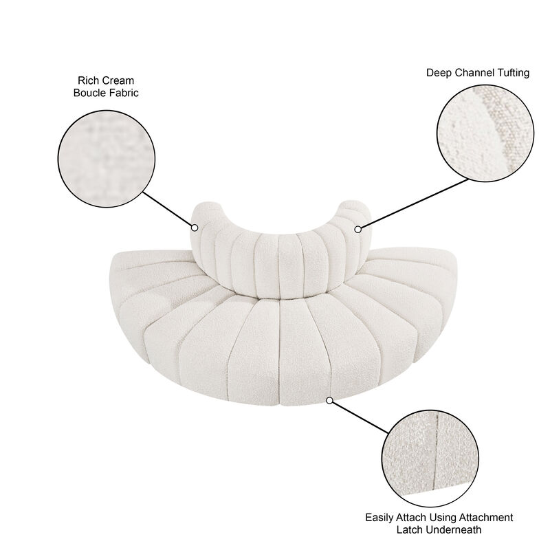 Meridian Furniture Arc Cream Boucle Fabric Modular Sofa