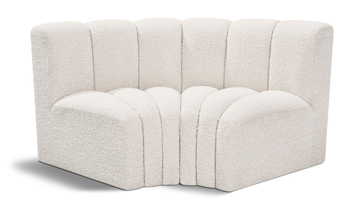 Meridian Furniture Arc Cream Boucle Fabric Modular Sofa