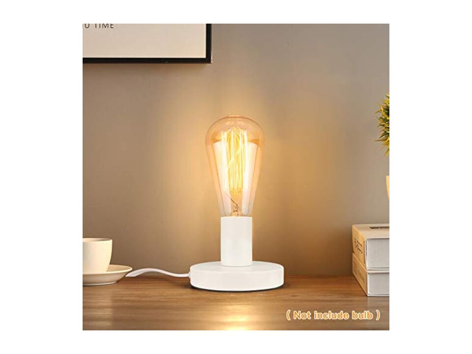 Industrial Metal Table Lamp For Bedroom Living Room White