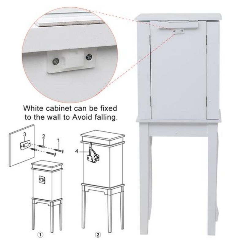 Standing Jewelry Armoire with Mirror, 5 Drawers, 8 Necklace Hooks & Top Storage, 2 Side Swing Doors image number 6