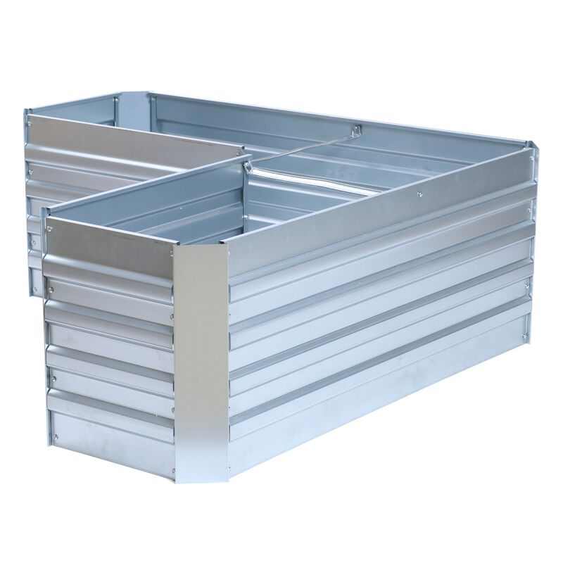LuxenHome L-Shaped Galvanized Raised Garden Bed