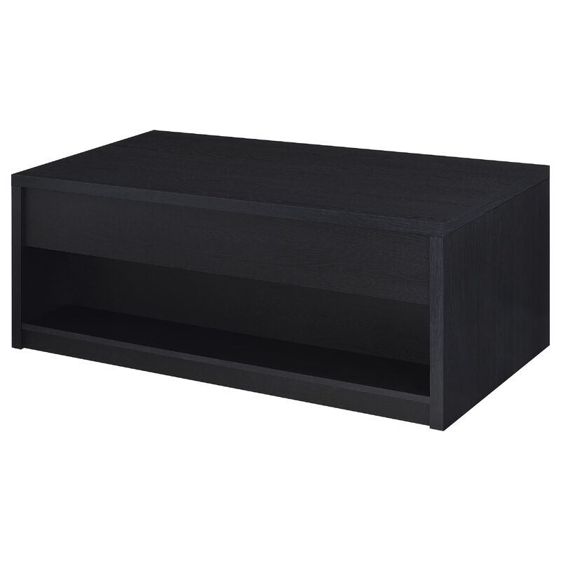 Knax Lift-Top Coffee Table with Hidden Storage and Drawers, Black Wood image number 5