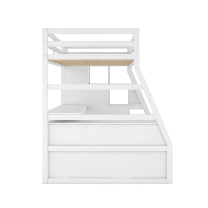 Whisen Unique Design Twin Size Loft Bed with 7 Drawers, 2 Shelves and Desk