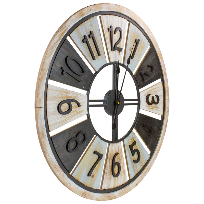 28" Multi-Tonal Whitewashed Round Wall Clock