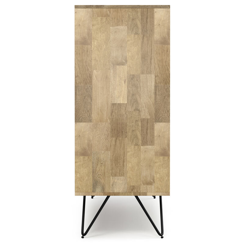 Hunter SOLID MANGO WOOD and Metal 39 inchWide Modern Industrial Medium Storage Cabinet in Natural