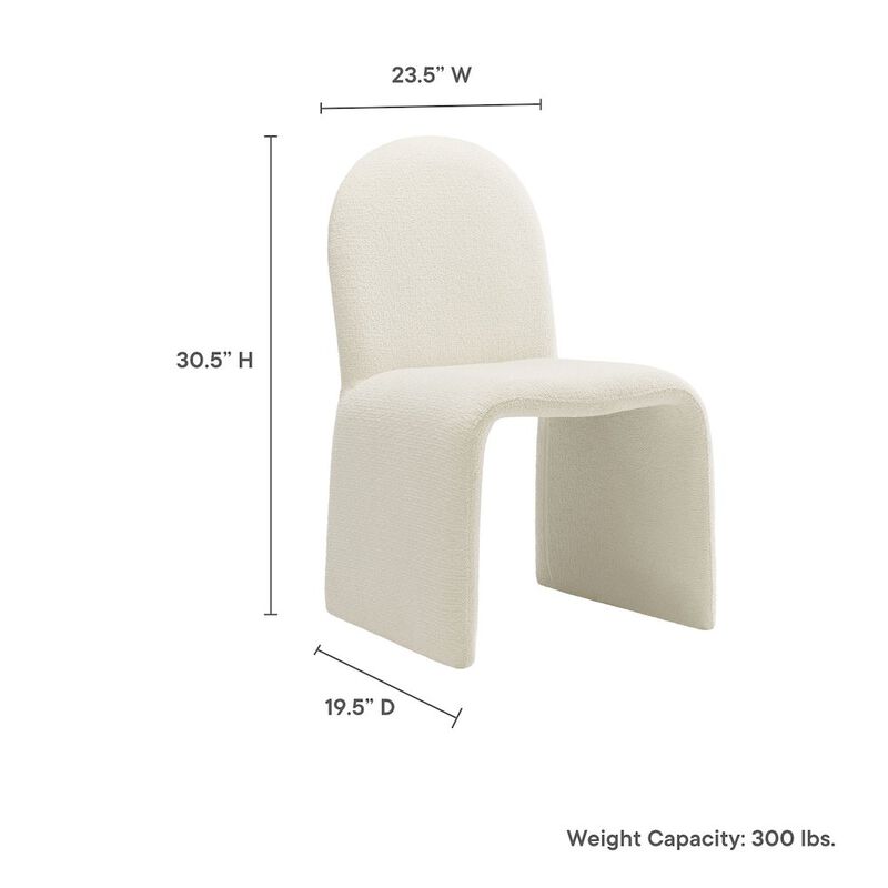 Junia Boucle Upholstered Arch Armless Dining Chair image number 2