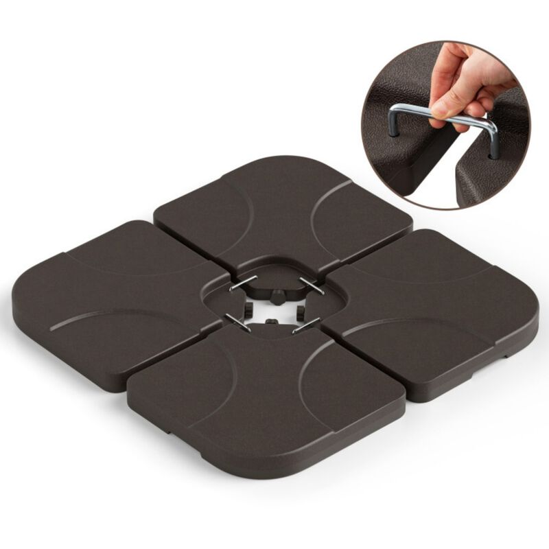 20 Inch Patio Offset Water Filled Plate Umbrella Base Sand-Coffee image number 8