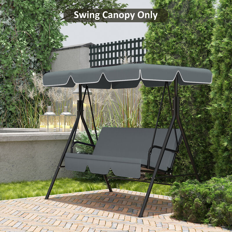 Outsunny 2 Seater Swing Canopy Replacement, Outdoor Swing Seat Top Cover, UV50+ Sun Shade (Canopy Only) for 84A-054 Series, Dark Gray