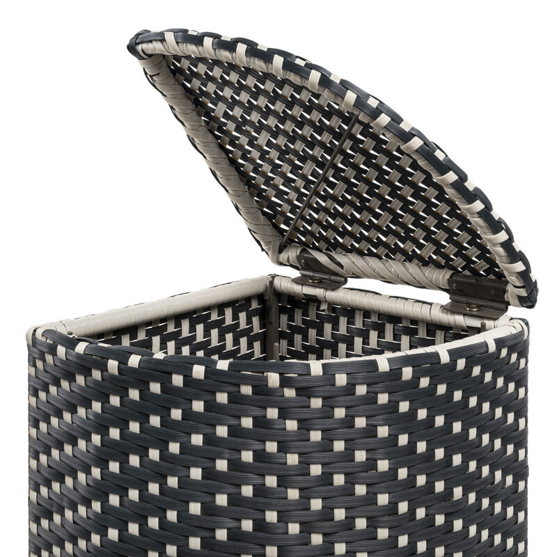 Chloe All-Weather Wicker/Metal Corner Hideaway Outdoor Trash Can