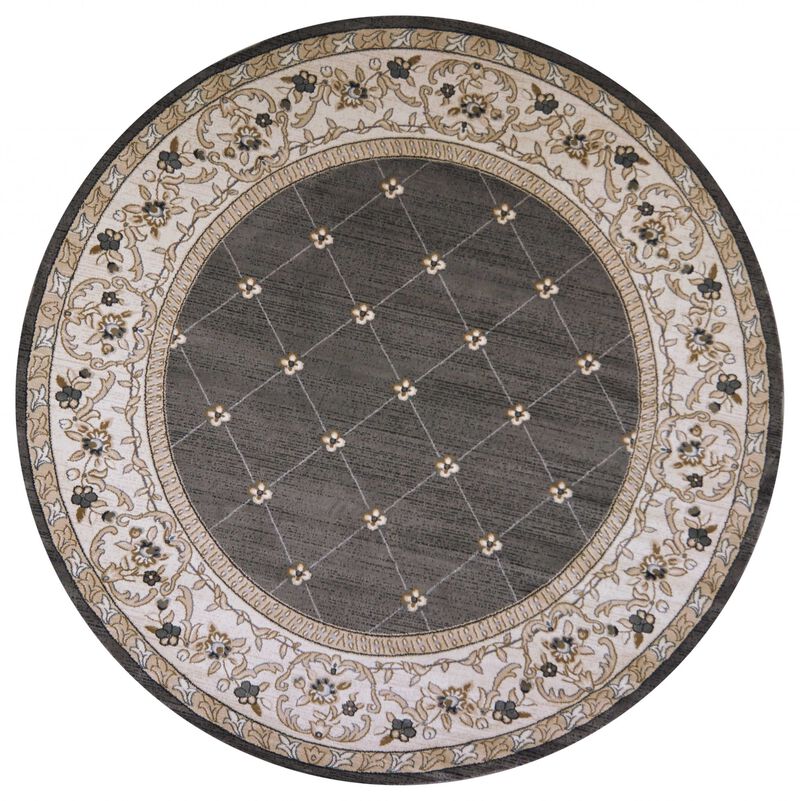 8' Round  Polypropylene Grey Or  Ivory  Area Rug image number 0