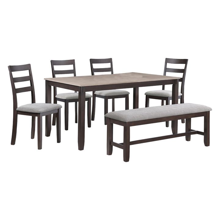 Cameron 5 Piece Dining Table and Chairs Set, Transitional Brown Wood - Benzara